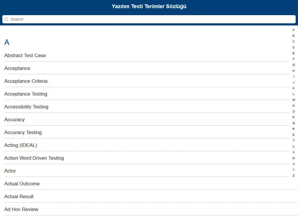 Capturas de tela do ISTQB Yazılım Testi Terimler Sözlüğü (İngilizce – Türkçe) iPad 