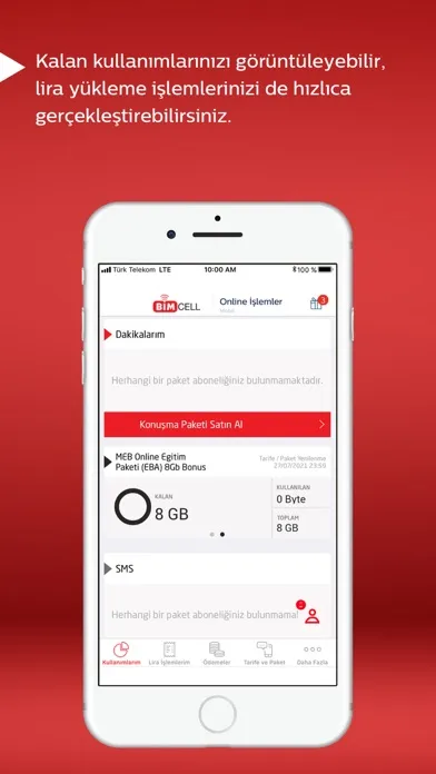 Ảnh chụp màn hình của Bimcell Online İşlemler
