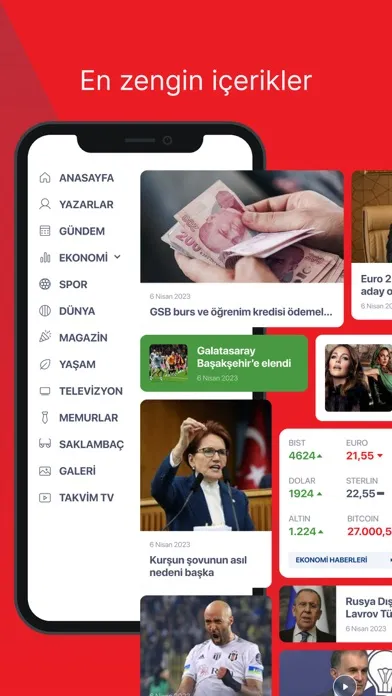 Screenshot di Takvim, Son dakika haberleri