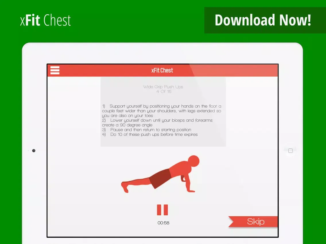 xFit Chest – Daily Workout for Perfect Lean Sculpted Pecs iPad  Screenshots