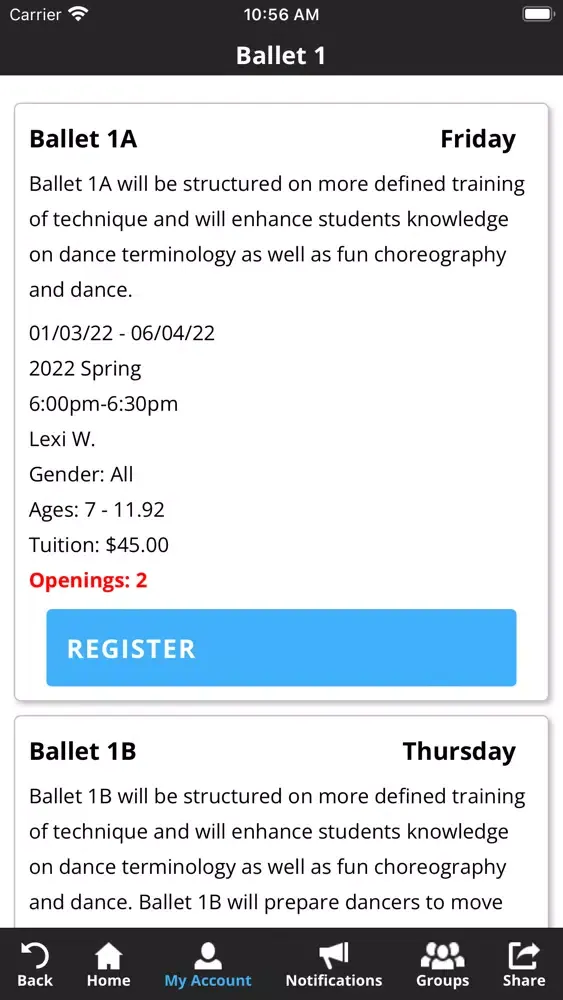 Capturas de tela do Turning Pointe Dance Studio