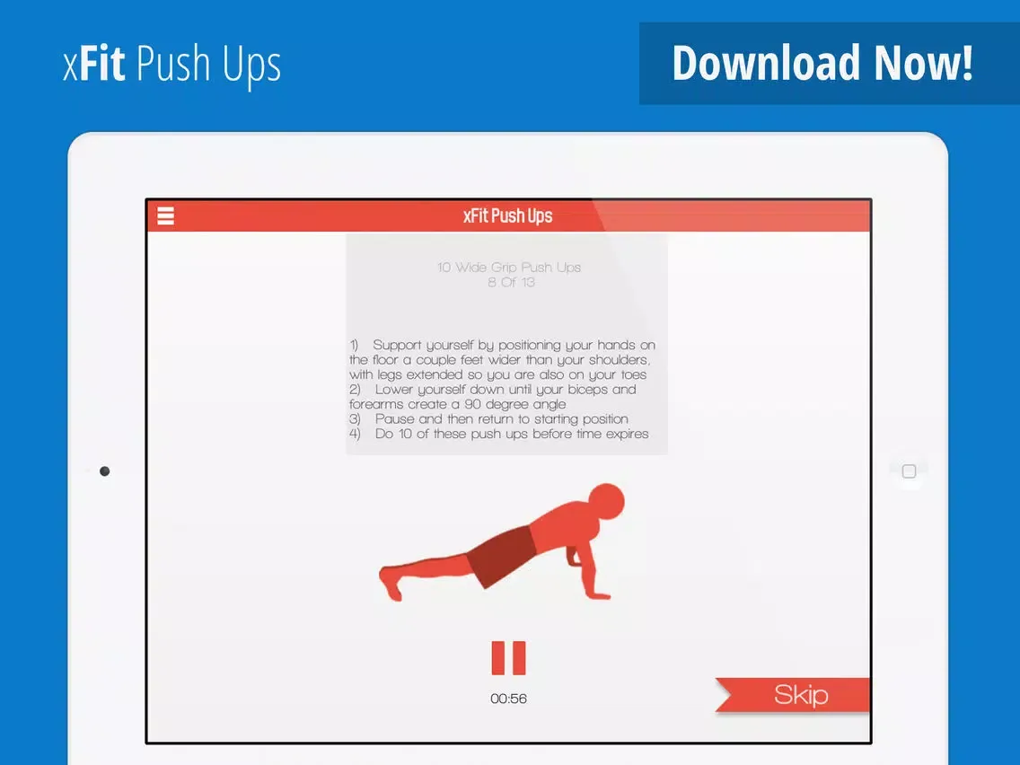 تصاویر xFit Push Ups – Do 100 Pushups Trainer Daily Chest Workout Challenge for Lean Sculpted Muscles iPad 