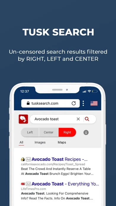 Tangkapan skrin TUSK Search