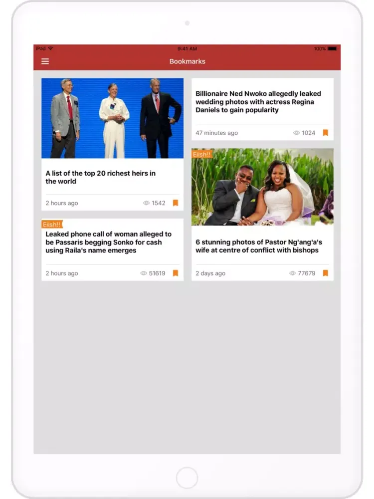 Tangkapan skrin Kenya News TUKO.co.ke iPad 