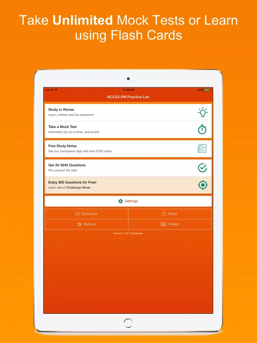 Ảnh chụp màn hình của NCLEX-RN Practice Exams Lite iPad 