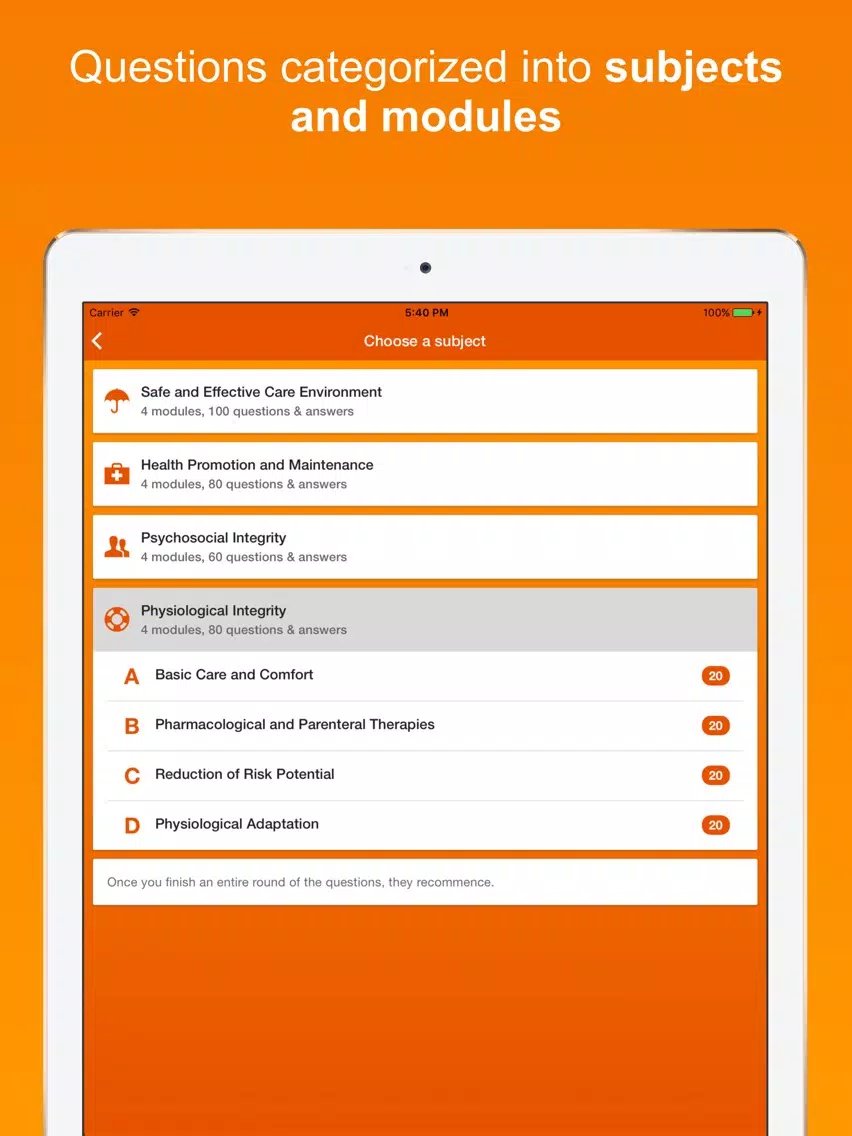 Ảnh chụp màn hình của NCLEX-RN Practice Exams Lite iPad 