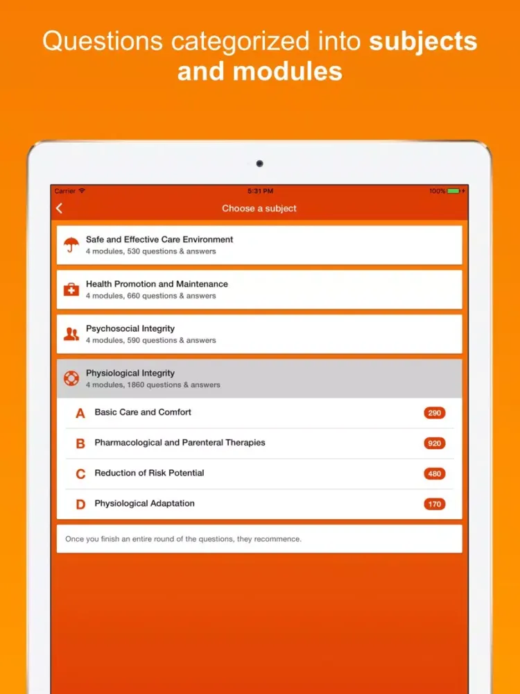 NCLEX-RN Practice Exams Pro iPad  스크린샷