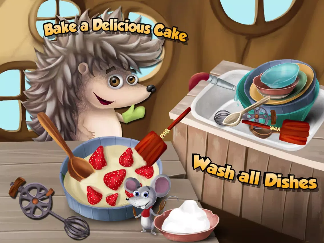 Tangkapan skrin Forest Animals Chores and Cleanup, Arts and Crafts, Cake Bakery, Movies and Fun Adventures - Kids Game iPad 