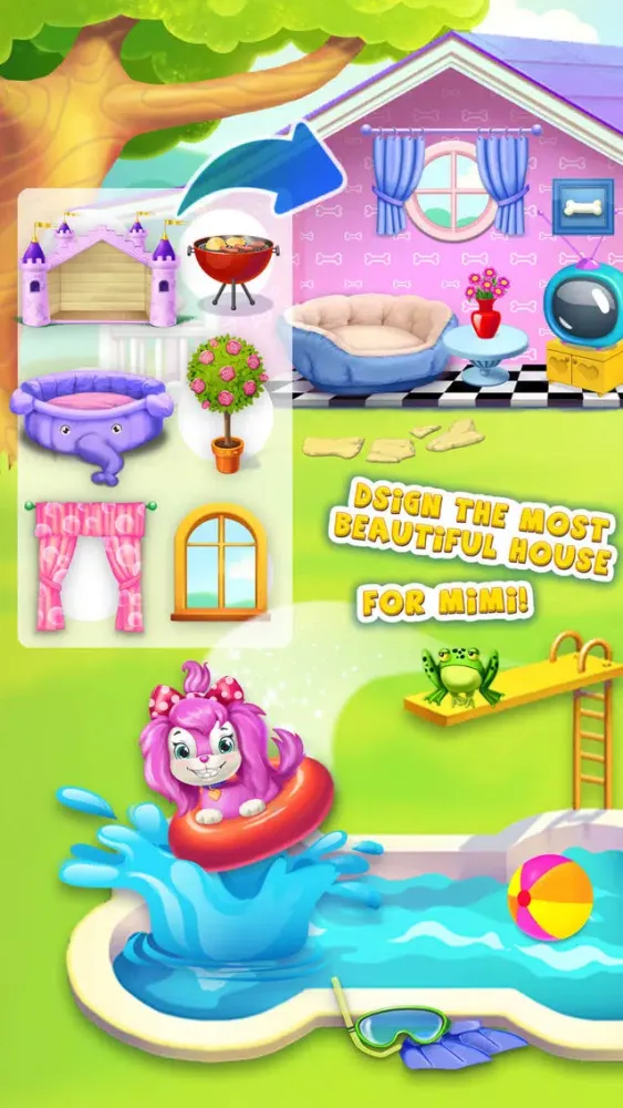 Tangkapan skrin Pink Dog Mimi - My Virtual Pet - No Ads