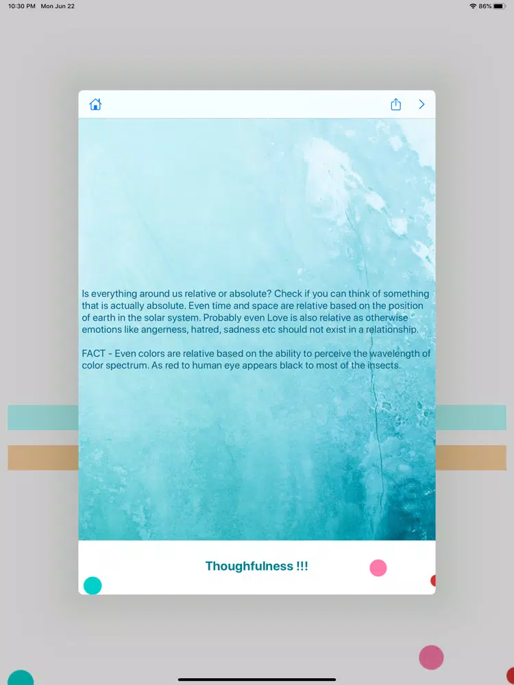 Tangkapan layar Thought Provoking with Facts iPad 