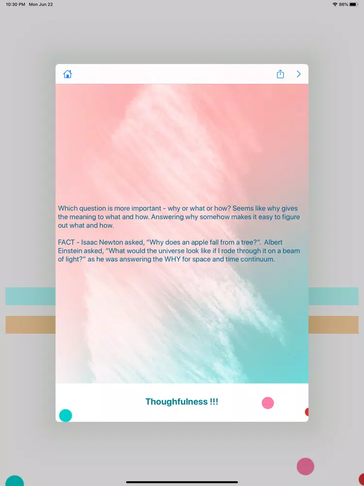 Tangkapan layar Thought Provoking with Facts iPad 