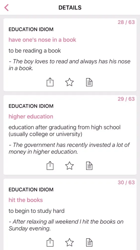 Capturas de tela do Business Education idioms in English