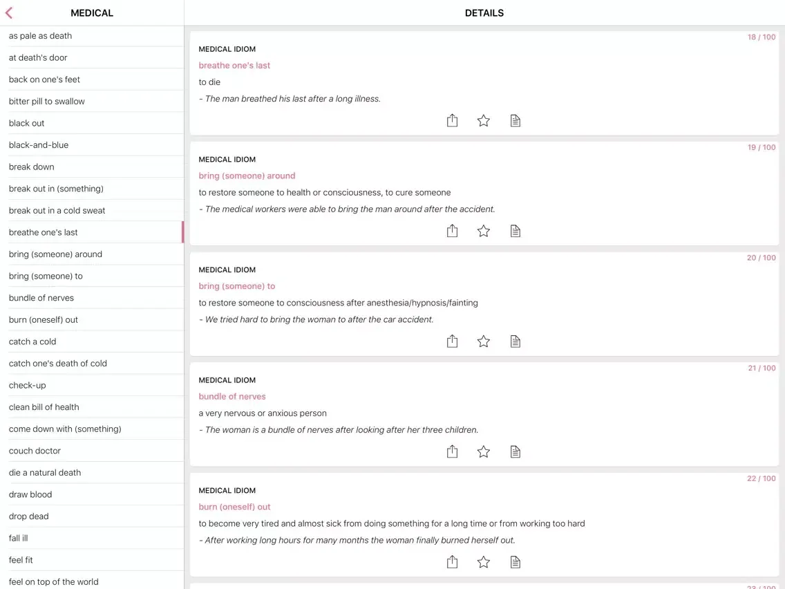 Medical Business idioms in English iPad  Screenshots