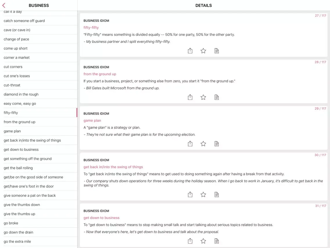 Medical Business idioms in English iPad  Screenshots