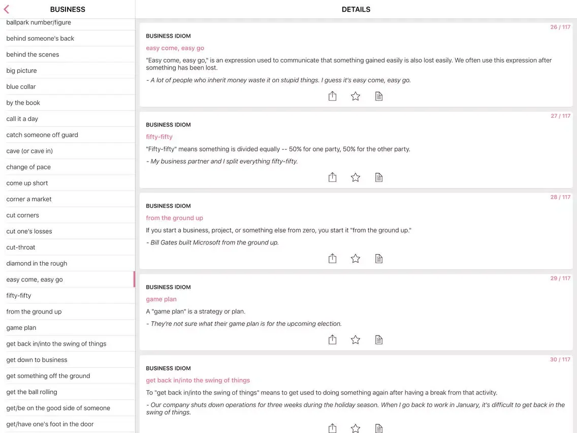 Sports Business idioms in English iPad  Screenshots