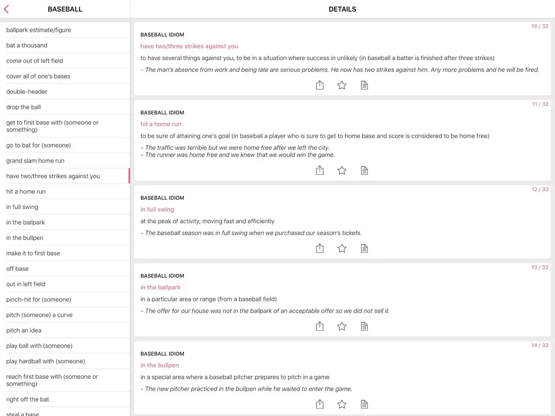 Sports Business idioms in English iPad  Screenshots