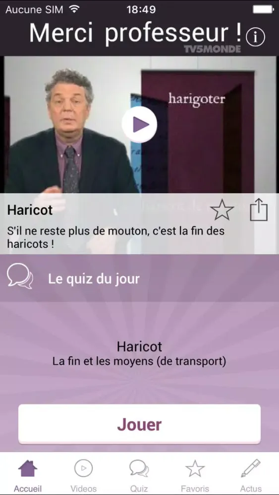 Tangkapan layar Merci Professeur !
