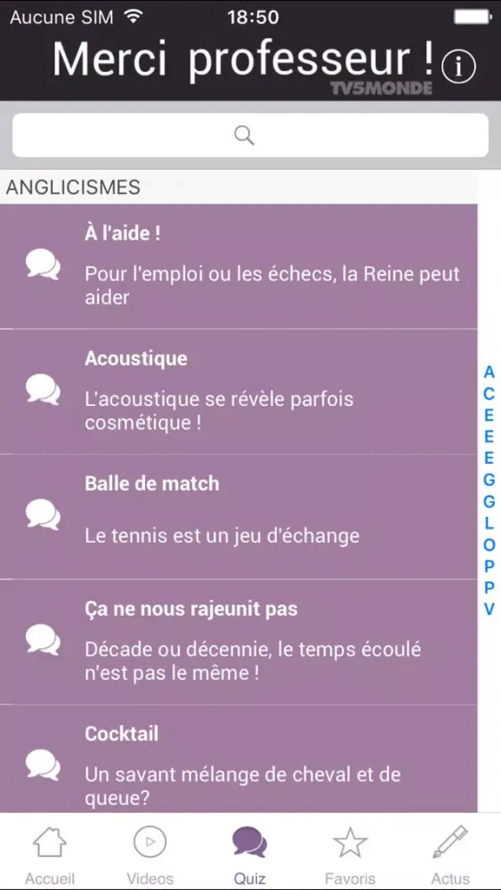Tangkapan layar Merci Professeur !