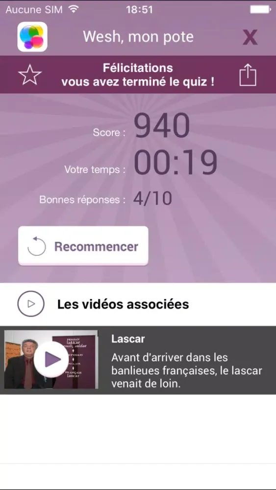 Tangkapan layar Merci Professeur !