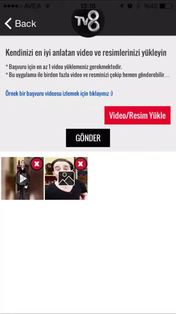 Tangkapan layar TV8 Başvuru
