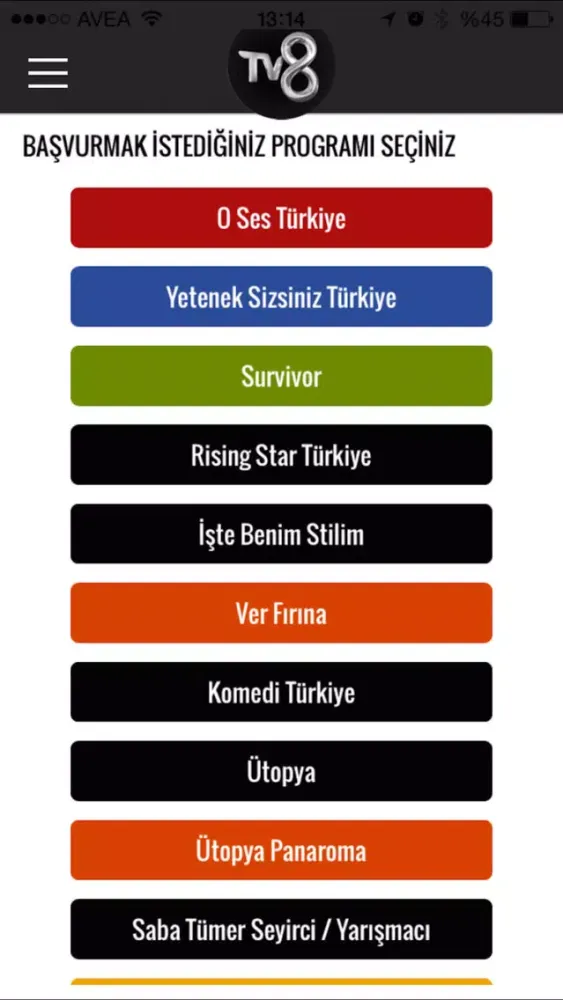 Tangkapan layar TV8 Başvuru