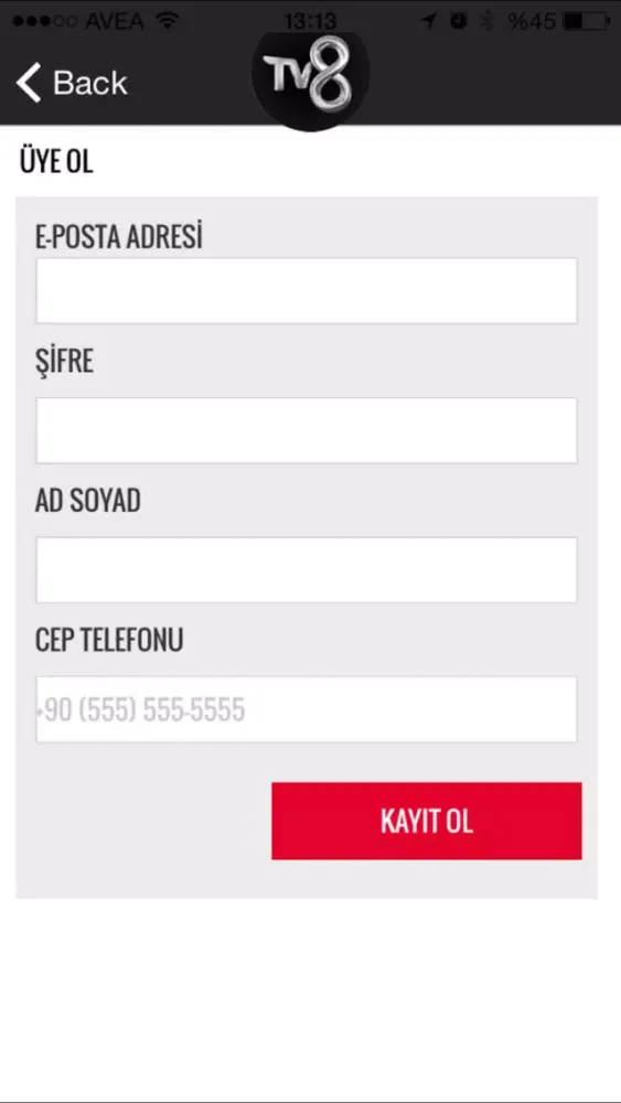 Tangkapan layar TV8 Başvuru