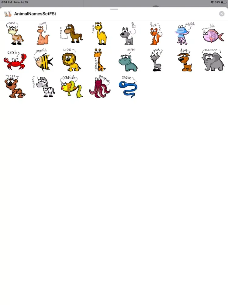 Ảnh chụp màn hình của AnimalNamesSetFSt iPad 