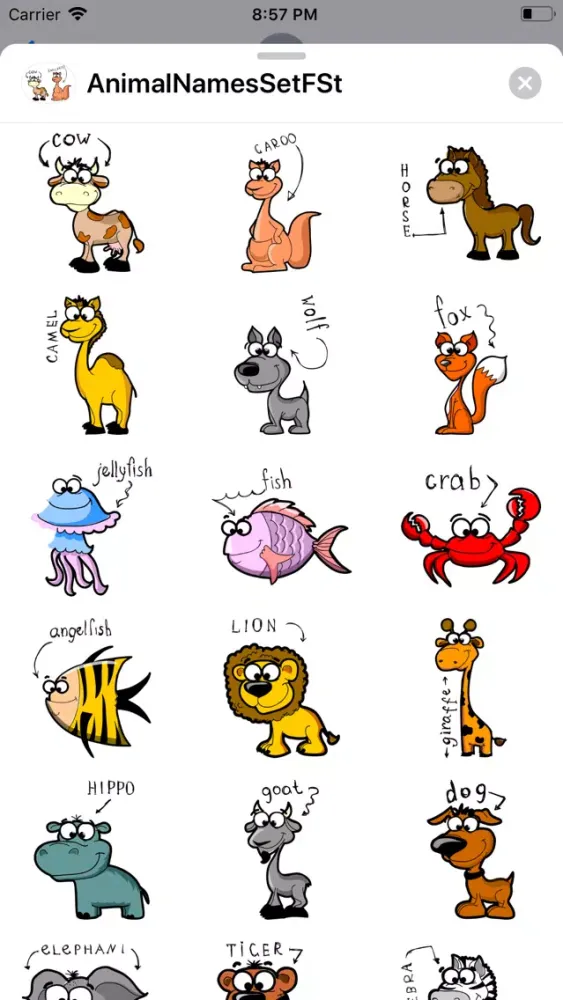 Ảnh chụp màn hình của AnimalNamesSetFSt