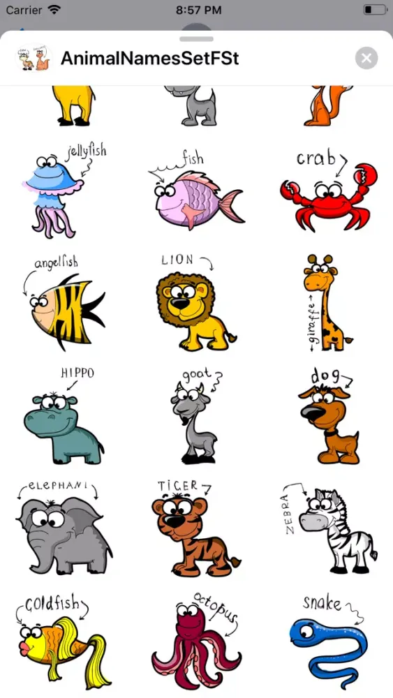 Ảnh chụp màn hình của AnimalNamesSetFSt