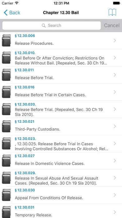 Zrzuty ekranu AK Laws, Alaska Statutes