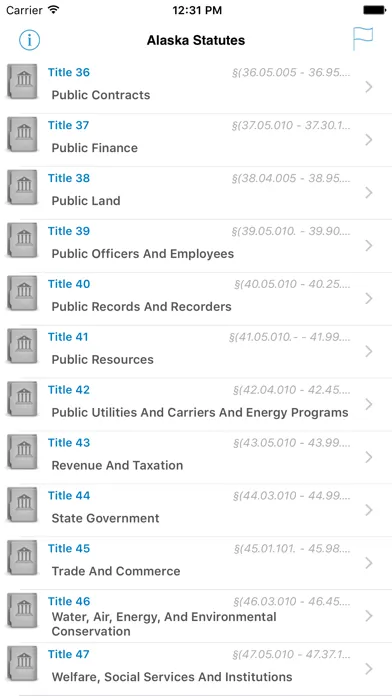 Zrzuty ekranu AK Laws, Alaska Statutes