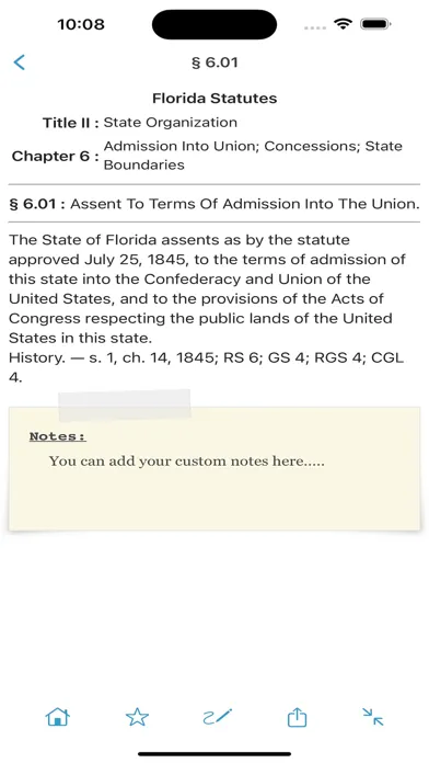 ภาพหน้าจอของ Florida Statutes, FL Laws