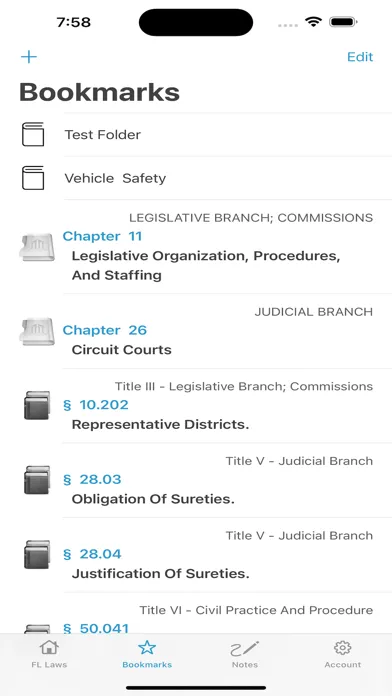 ภาพหน้าจอของ Florida Statutes, FL Laws