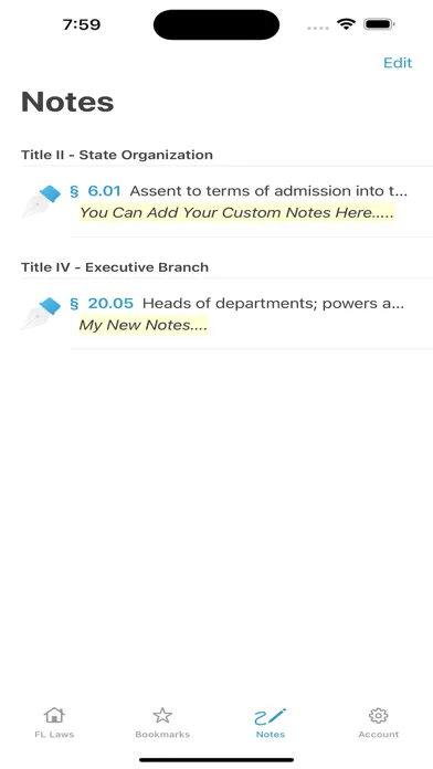 ภาพหน้าจอของ Florida Statutes, FL Laws
