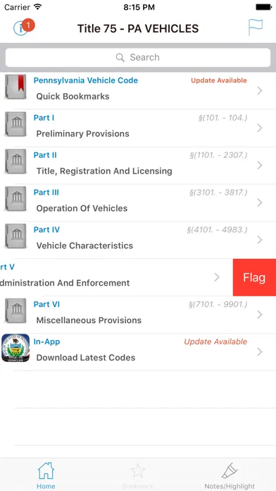 Tangkapan skrin PA Vehicle Code Title 75