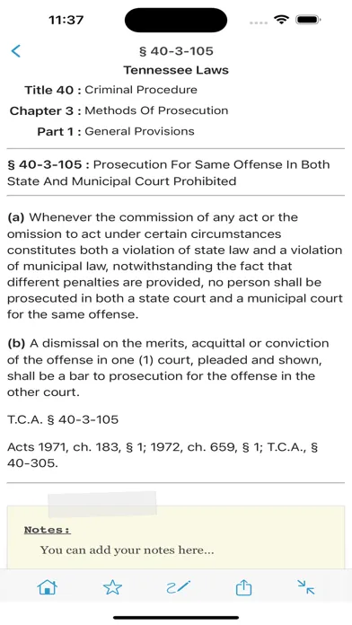 Tangkapan skrin TCA, TN Code (Tennessee Law)