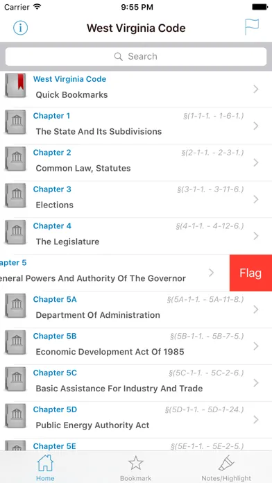 Capturas de tela do WV Laws, West Virginia Code