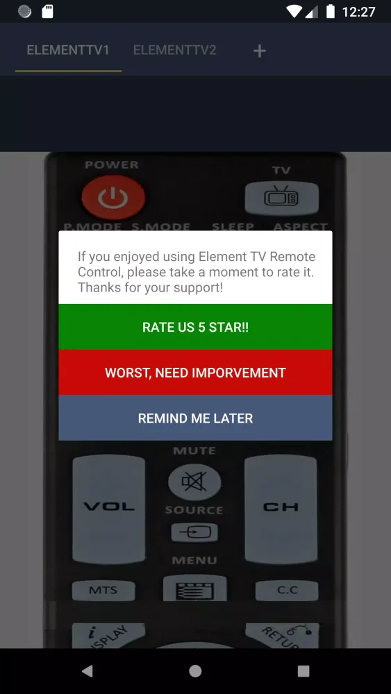 ภาพหน้าจอของ Element TV Remote