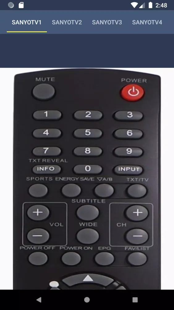 Remote Control For Sanyo TV Screenshots