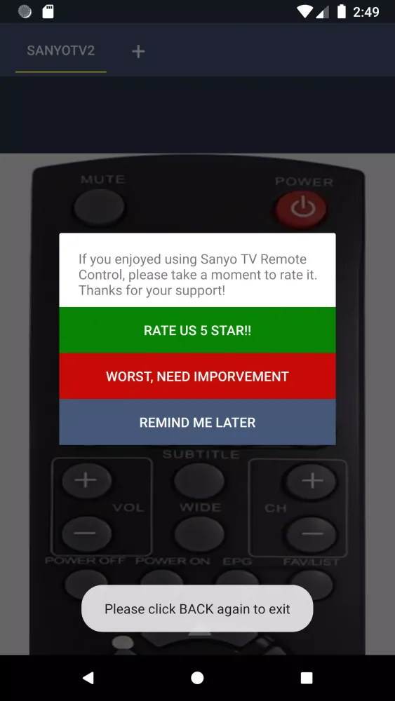 Remote Control For Sanyo TV Screenshots