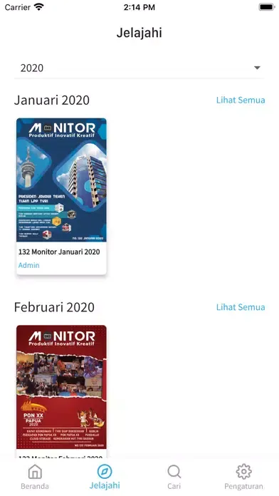 Capturas de tela do eMonitor TVRI