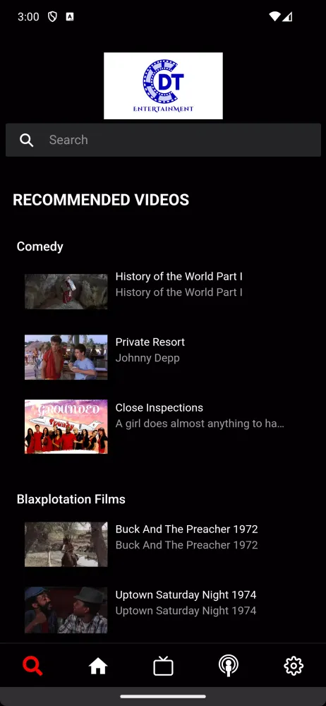 Capturas de tela do CDT Entertainment