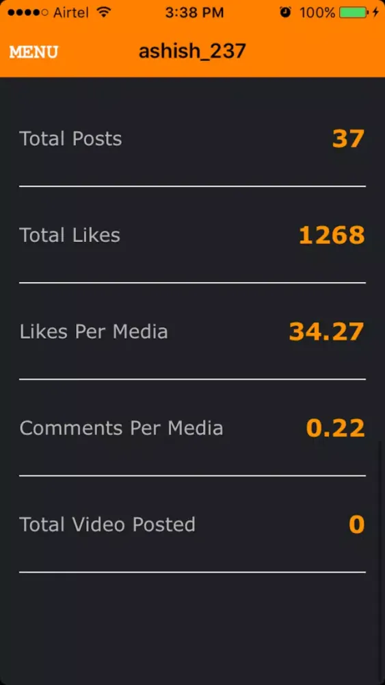 Tangkapan layar Like - keep track for instagram profile
