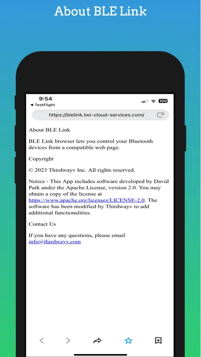 Ảnh chụp màn hình của BLE Link - Web BLE Browser