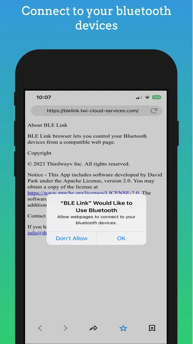 Ảnh chụp màn hình của BLE Link - Web BLE Browser