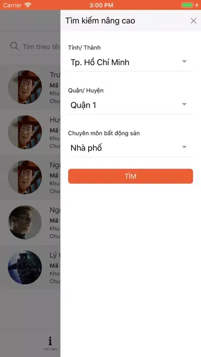 Capturas de tela do RealtorVN