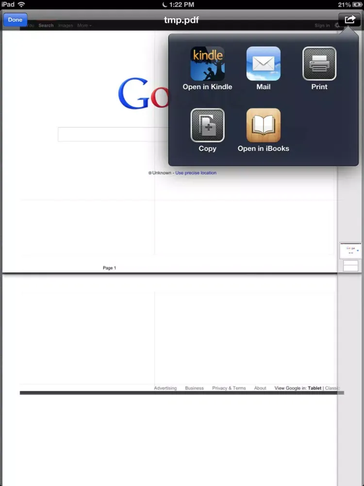 Ảnh chụp màn hình của WEB to PDF browser iPad 