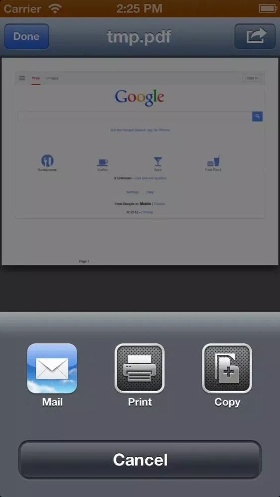 Ảnh chụp màn hình của WEB to PDF browser
