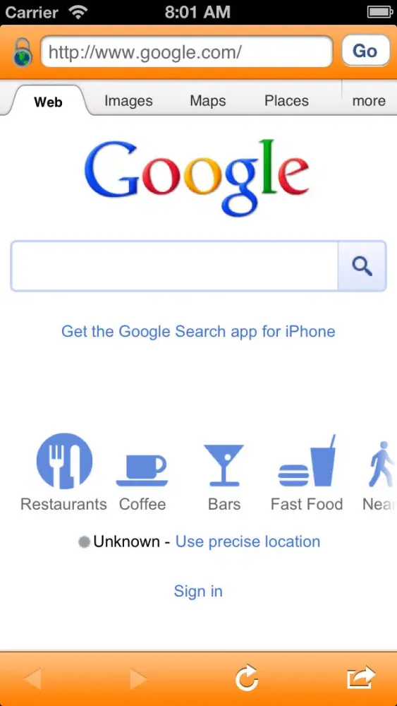 Screenshot di private browser simple