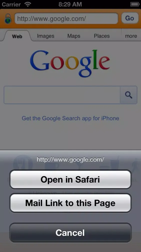 Screenshot di private browser simple